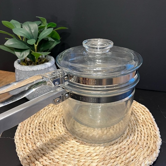 🩶 PYREX USA Double Boiler – Rare Metal Handle – 3 pieces - Picture 7 of 12